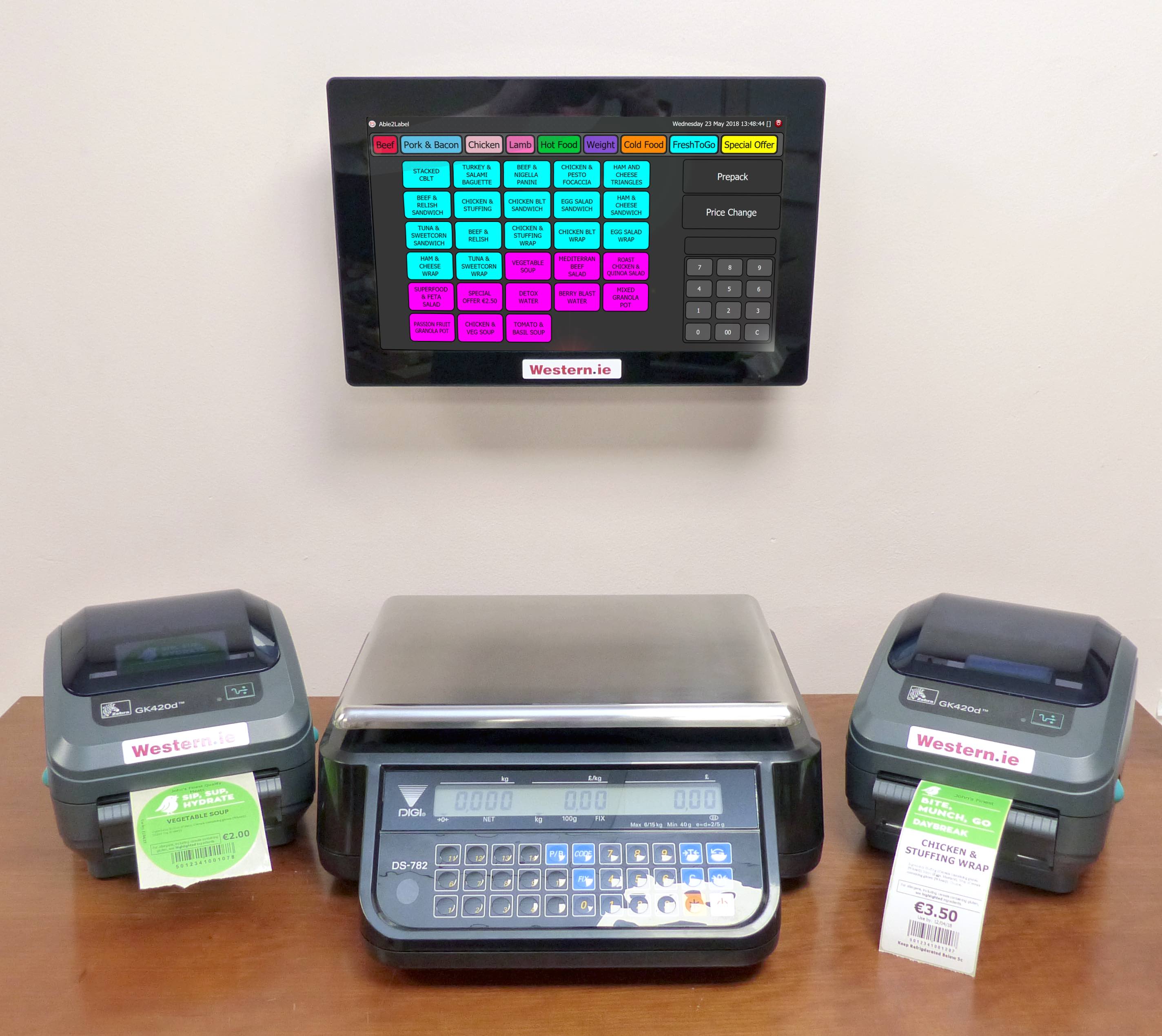 Able2Label System with 2 printers and integrated scale